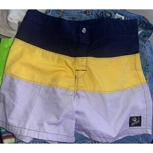 Vintage Surf Shorts Instinct Surfing 80s Colorblock Board Purple Yellow Size 30